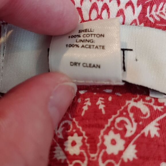 Loft red & white cotton matelasse short sleeve jacket w/ peter pan collar size 6 - Picture 15 of 15